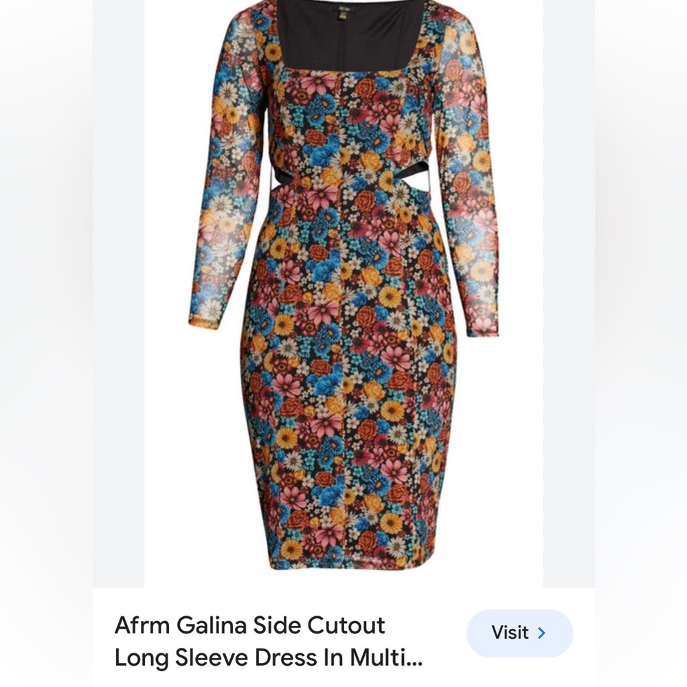 AFRM Colorful mesh spring dress with side cut outs.